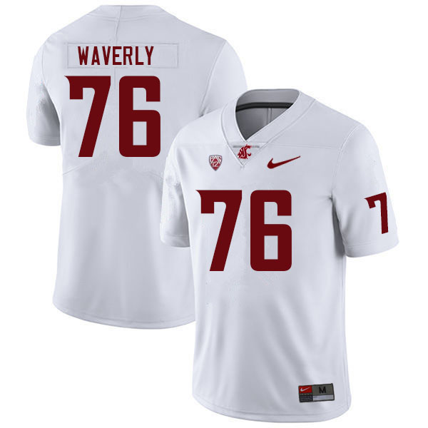 Men #76 Charles Waverly Washington State Cougars College Football Jerseys Sale-White - Click Image to Close